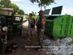 Babinsa Ajak Warga Binaan Jaga Kebersihan Lingkungan dan Terapkan Prokes Covid-19